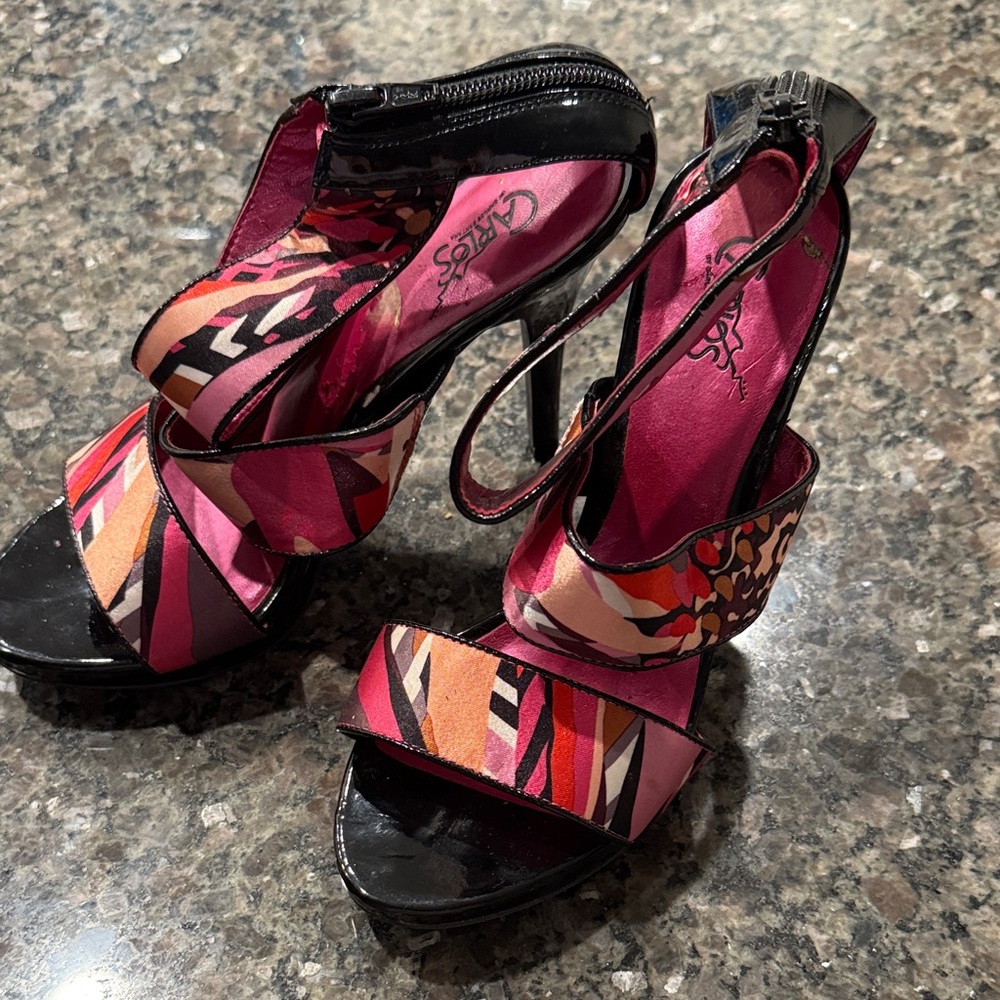 Carlos Santana Multicolor Strappy Heels